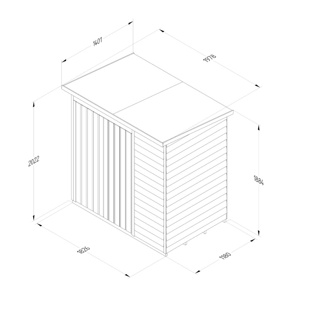 4LIFE Pent Shed 6×4 – No Windows – Double Door with Installation 5013053203774 2